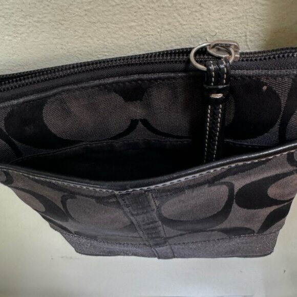 Coach Signature CC Crossbody Shoulder Bag Pocket Metallic Canvas Zip Minimalist - Picture 5 of 16